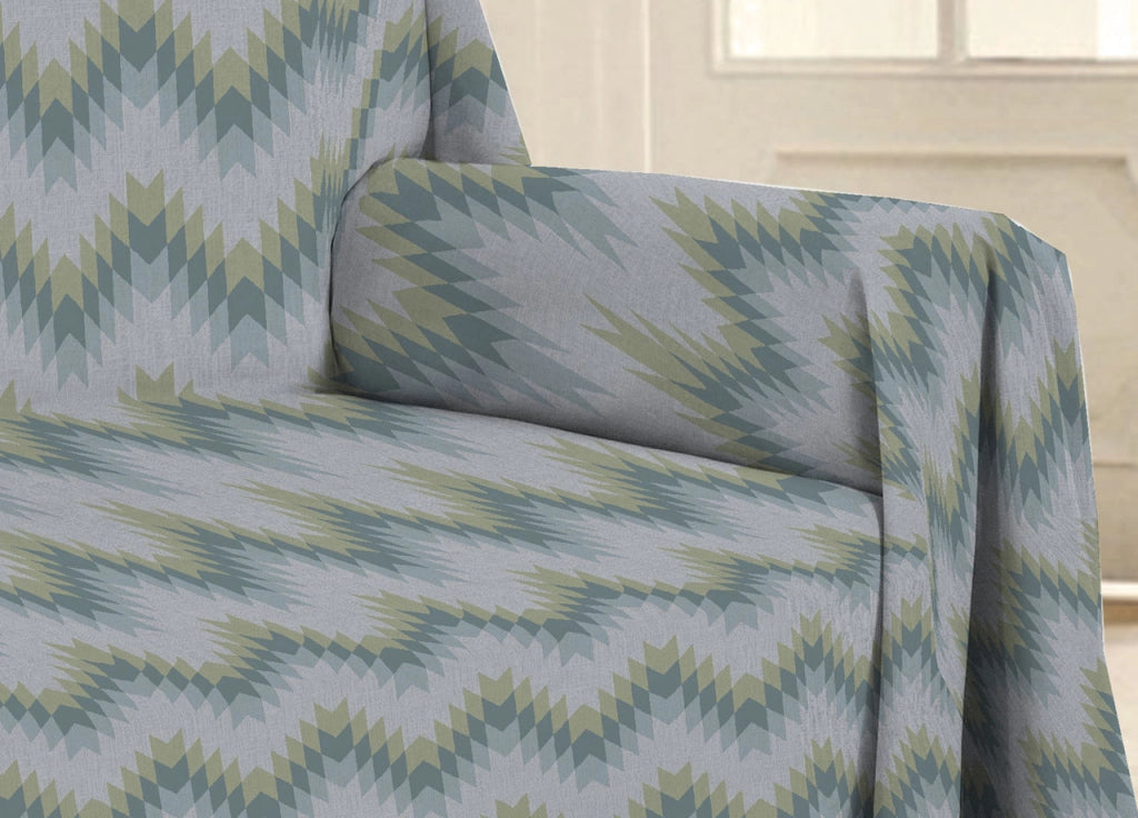 Telo Arredo Multiuso Linea Pensieri Delicati In 100% Cotone Dis Zig Zag 7672 - Singolo - Verde