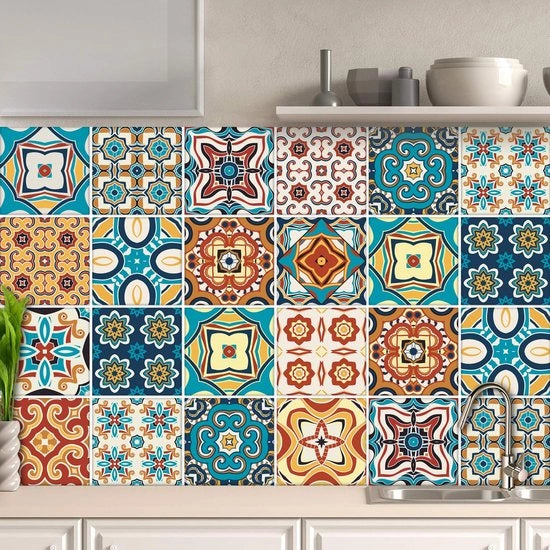 Deco tegellijm per 32 pezzi per bagno, decorazioni autoadesive per pavimento in stile mattonella per cucina, sala da pranzo e bagno, foglio da pavimento 15 x 15 cm, codice T1002.