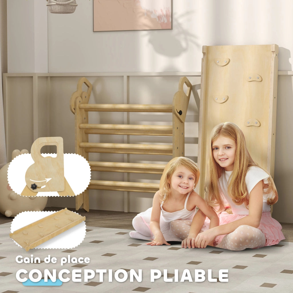 Triangolo Arrampicata Bambini con Scivolo e Altalena ¨C Zephmum ¨C Legno Naturale