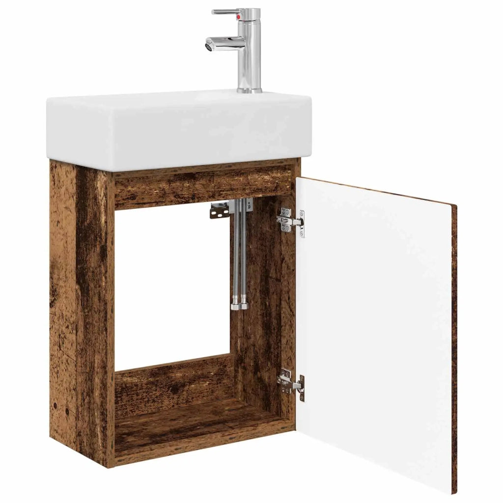 Mobile bagno con rubinetto Legno antico 45,5 x 22,5 x 84 cm