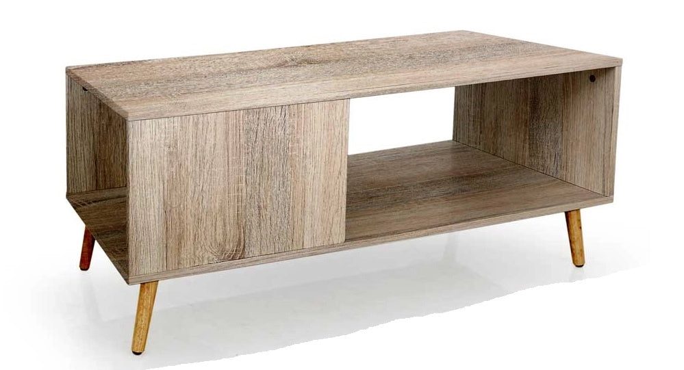 TAVOLINO MINIMAL A 2 RIPIANI 100X50X45CM IN LEGNO ROVERE