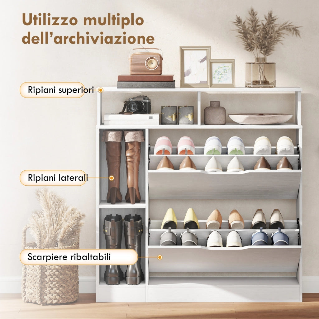 Scarpiera Salvaspazio con Divisori Regolabili ¨C Zephmum ¨C Bianco