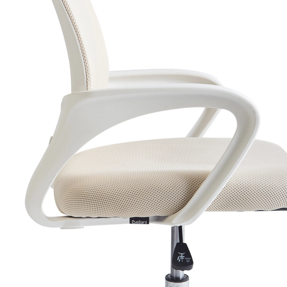 Sedia girevole da ufficio con schienale reclinabile regolabile in altezza beige moderna ufficio in casa