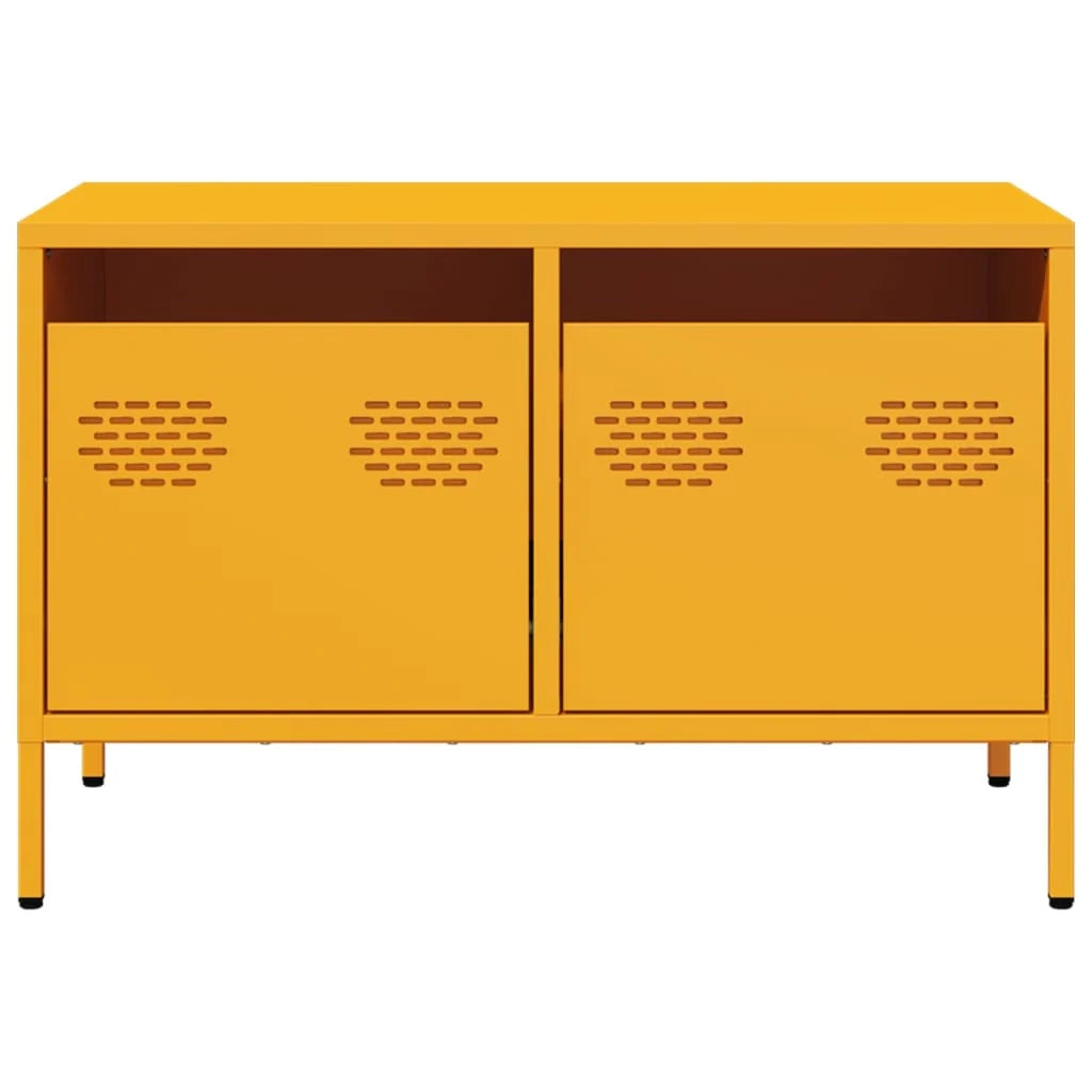 Mobile TV multimediale scaffale TV credenza TV sala da pranzo soggiorno camera da letto giallo senape 68 x 39 x 43,5 cm acciaio laminato a freddo giallo 02_0027666