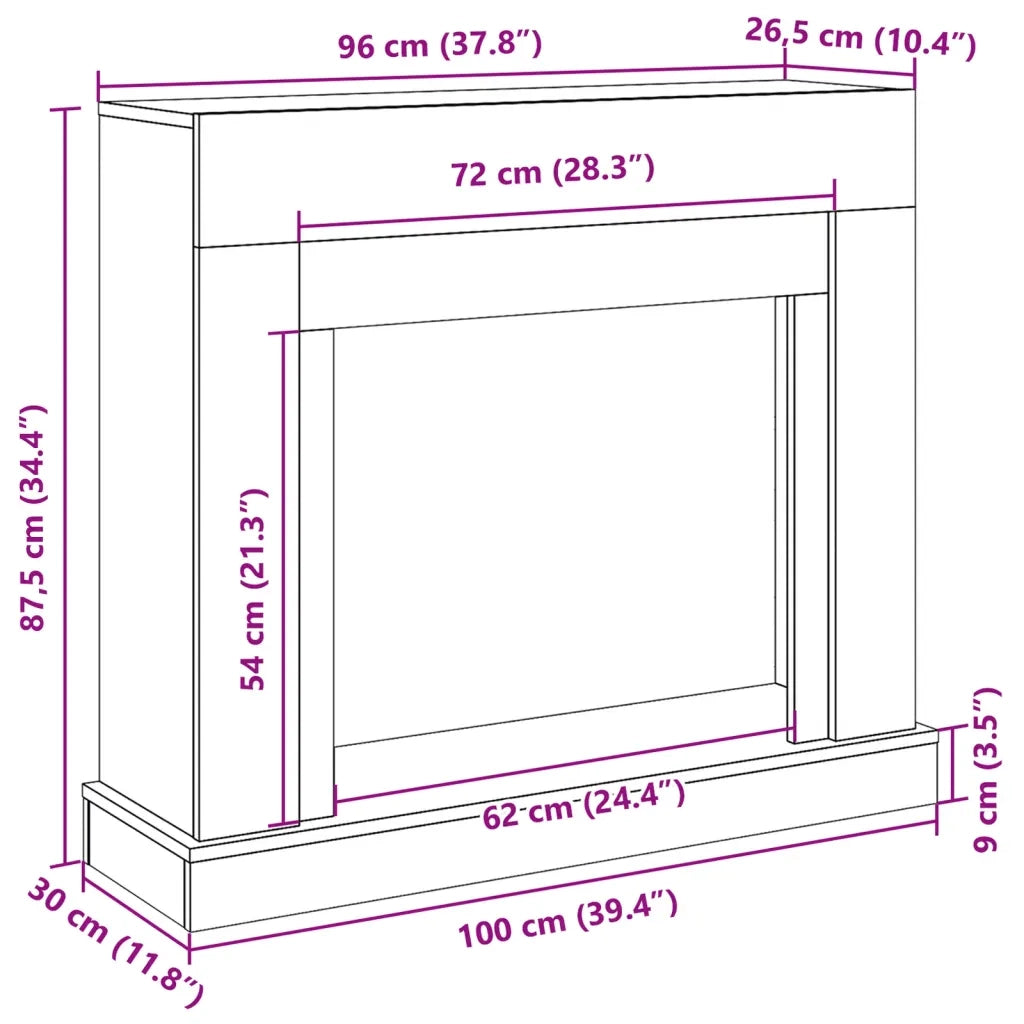 Cornice per Camino Rovere Fumo 100x30x87,5 cm in Truciolato 854566