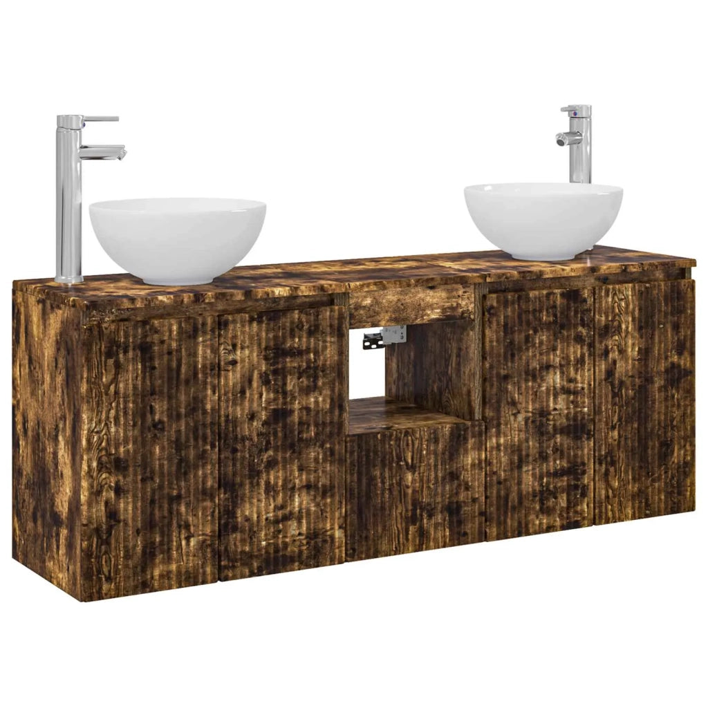 Set di Armadi da Bagno 3 pz Rovere Fumo 49,5 x 35 x 63 cm 3405622