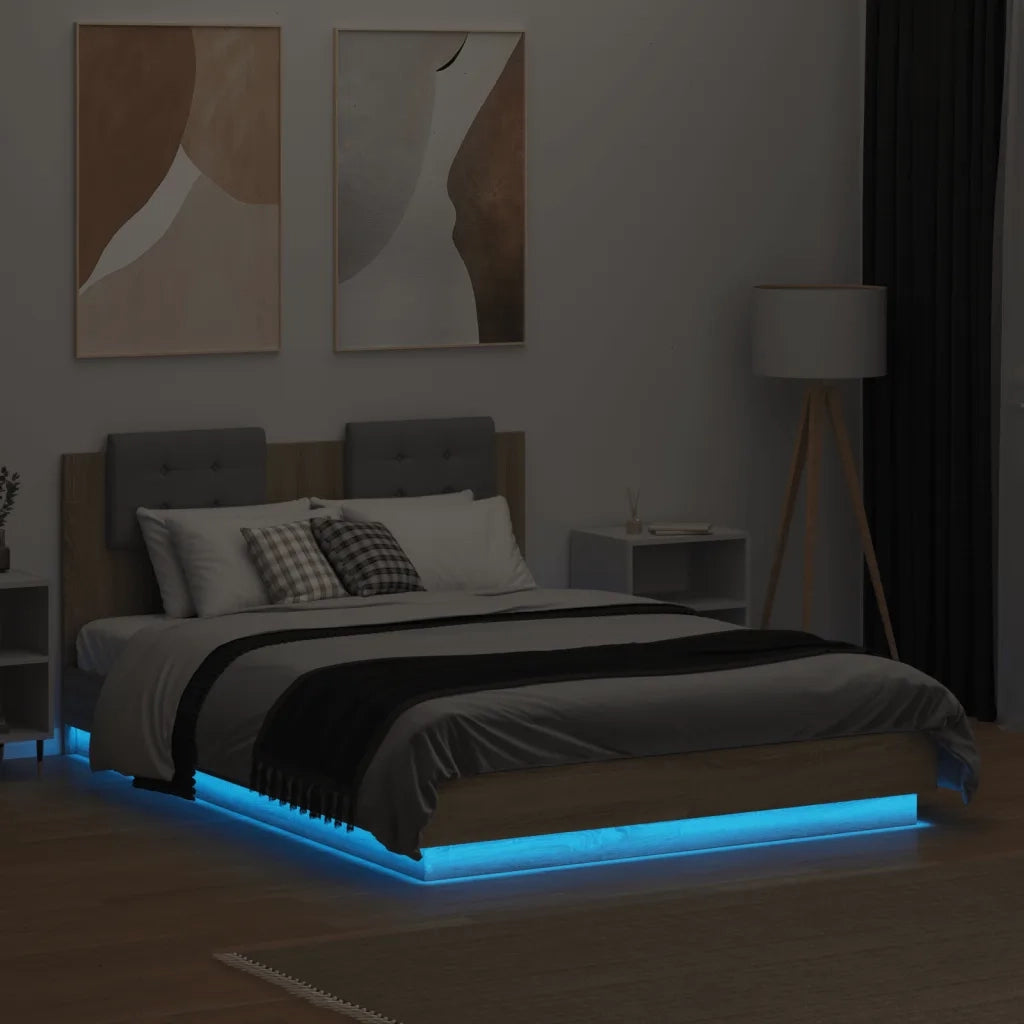 Giroletto con Testiera e LED Rovere Sonoma 135x190 cm 3210047