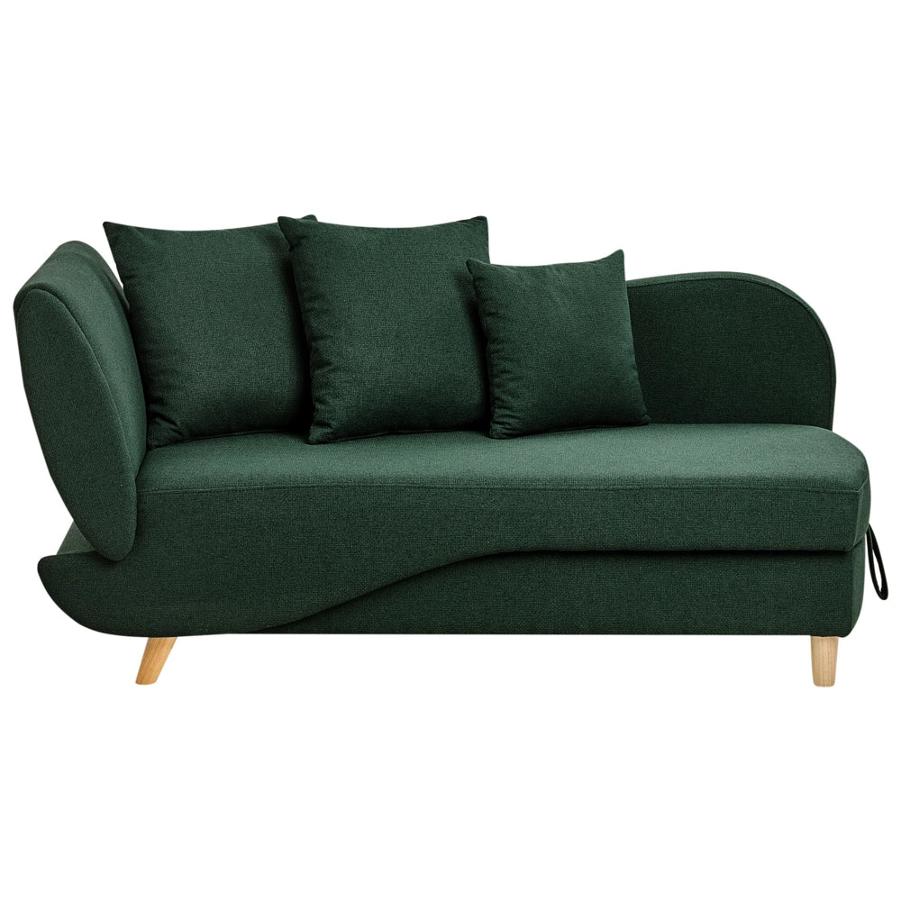 Chaise longue a sinistra in tessuto verde con contenitore per il soggiorno moderno