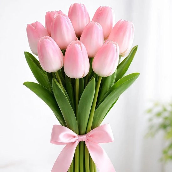 Tulipani d'Arte Rosa - Set da 10 Pezzi - Fiori d'Arte Realistici - Decorazione di Primavera per Matrimonio, Casa e Giardino