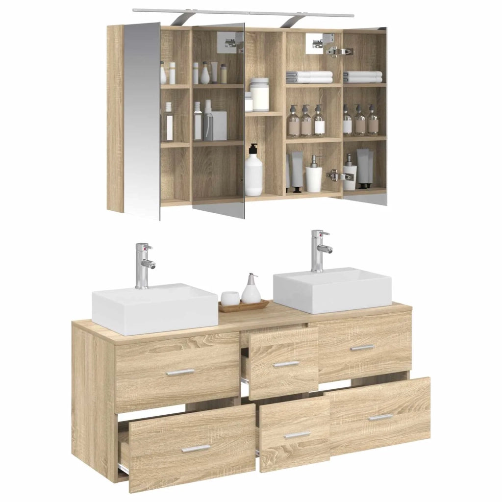 Set di mobili per il bagno 4 pcs Rovere Sonoma 3406817