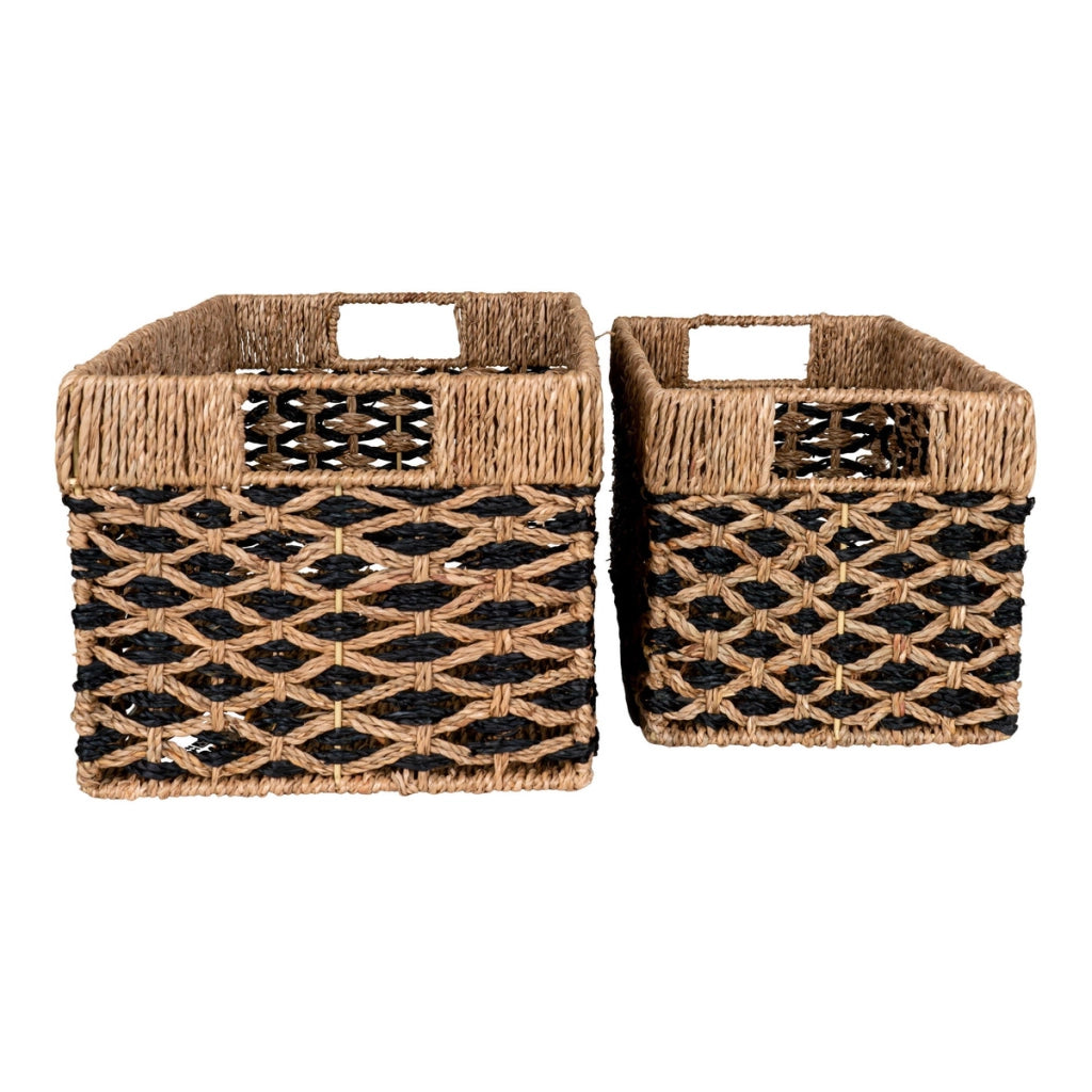 Set di 2 Cesti Portaoggetti Salar, Marrone, Erba Marina, 35x20x19 cm