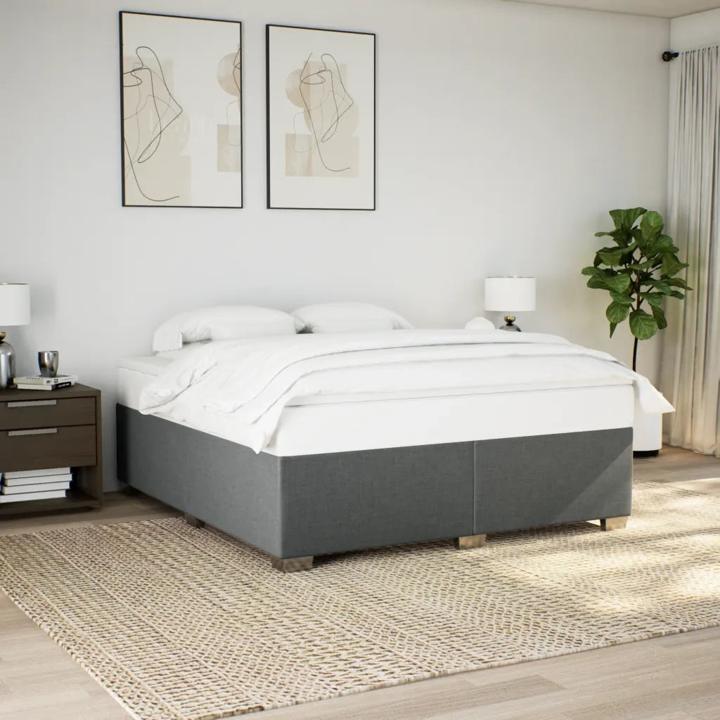 Giroletto a Molle con Materasso Grigio Scuro 200x200 cm Tessuto