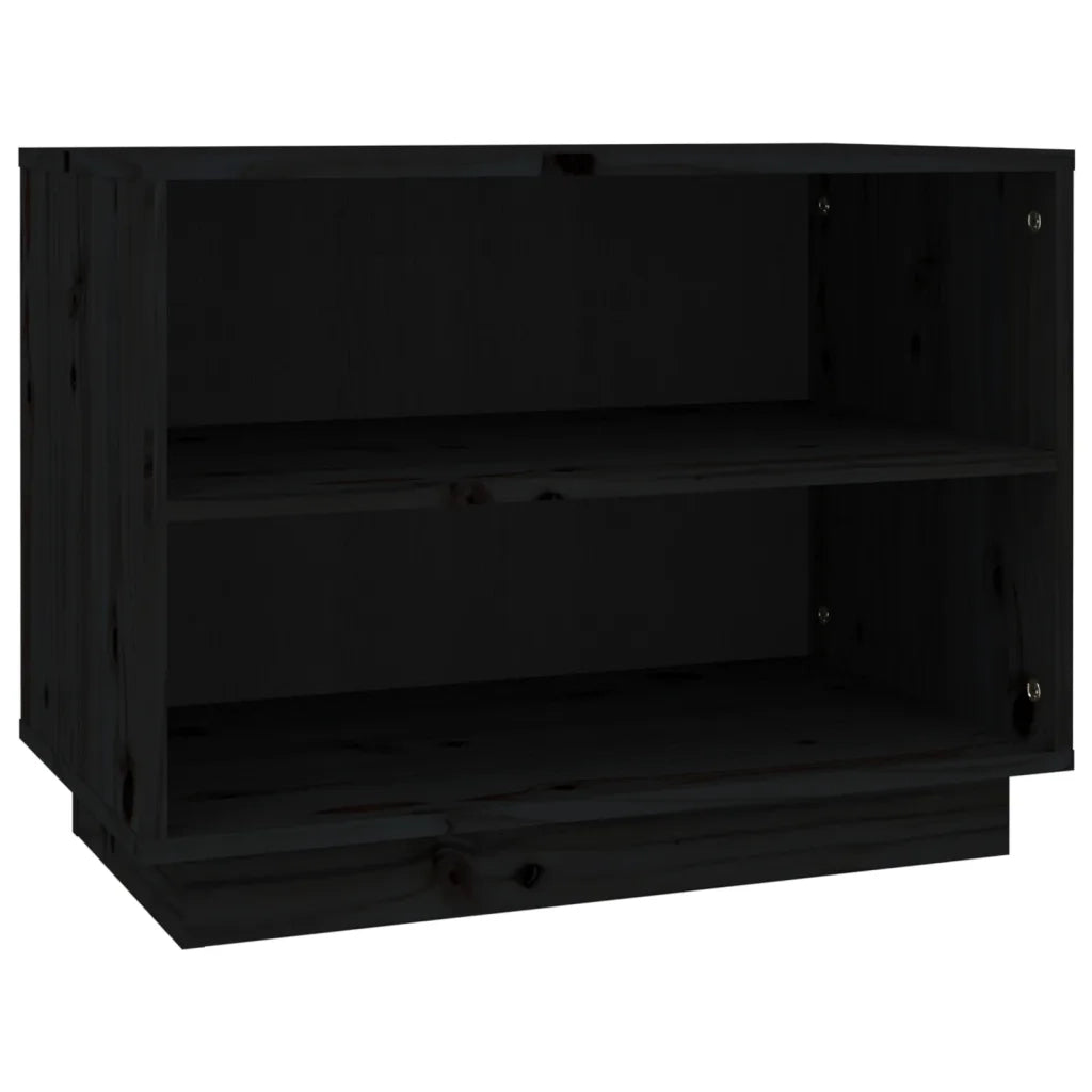 Scarpiera-Scaffale per scarpe Nera 60x34x45 cm in Legno Massello di Pino