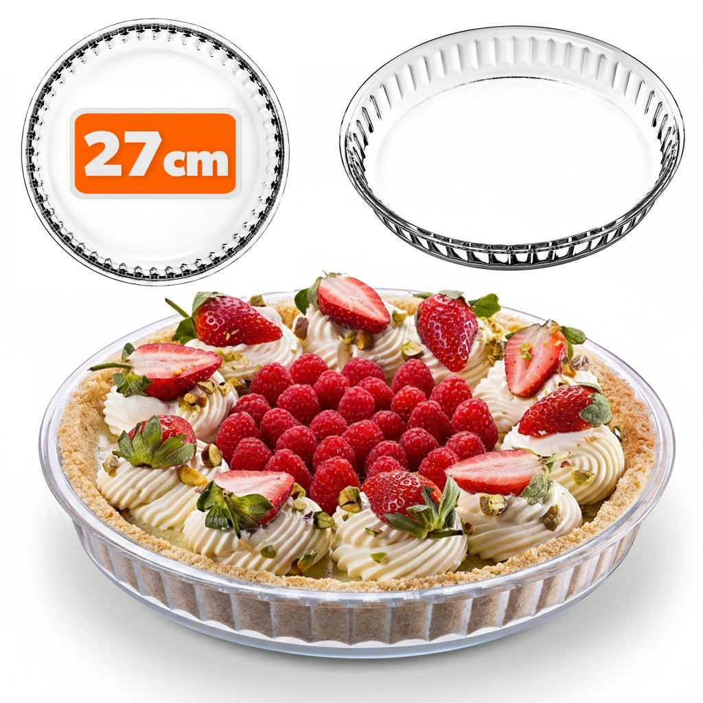 Teglia rotonda in vetro KADAX per pizza e crostate, resistente al forno, 28 cm