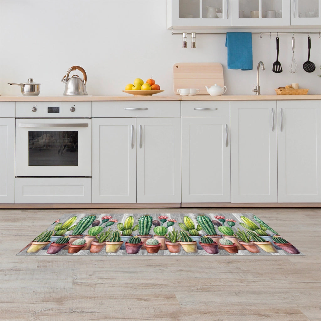 Tappeto passatoia fantasia made in Italy antiscivolo lavabile aderente Dis21 Cactus - 50x250cm