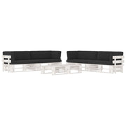 Set Divani a Pallet e Cuscini 6 pz in Pino Impregnato Bianco cod mxl 40235
