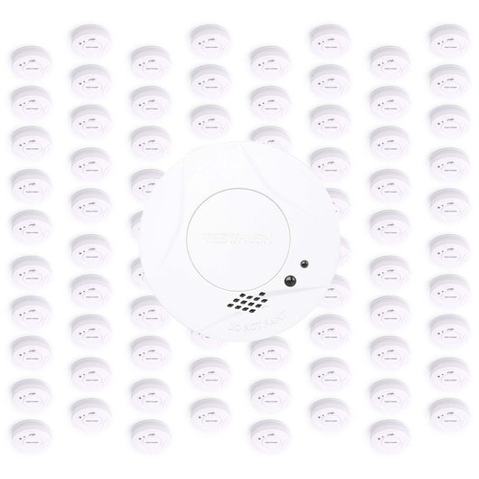 Set 80x Rilevatore di fumo con batteria fissa da 3 V, 10 anni senza manutenzione, allarme antincendio con funzione HUSH, sensore antifumo fotoelettrico affidabile con potenza sonora di 85 dB