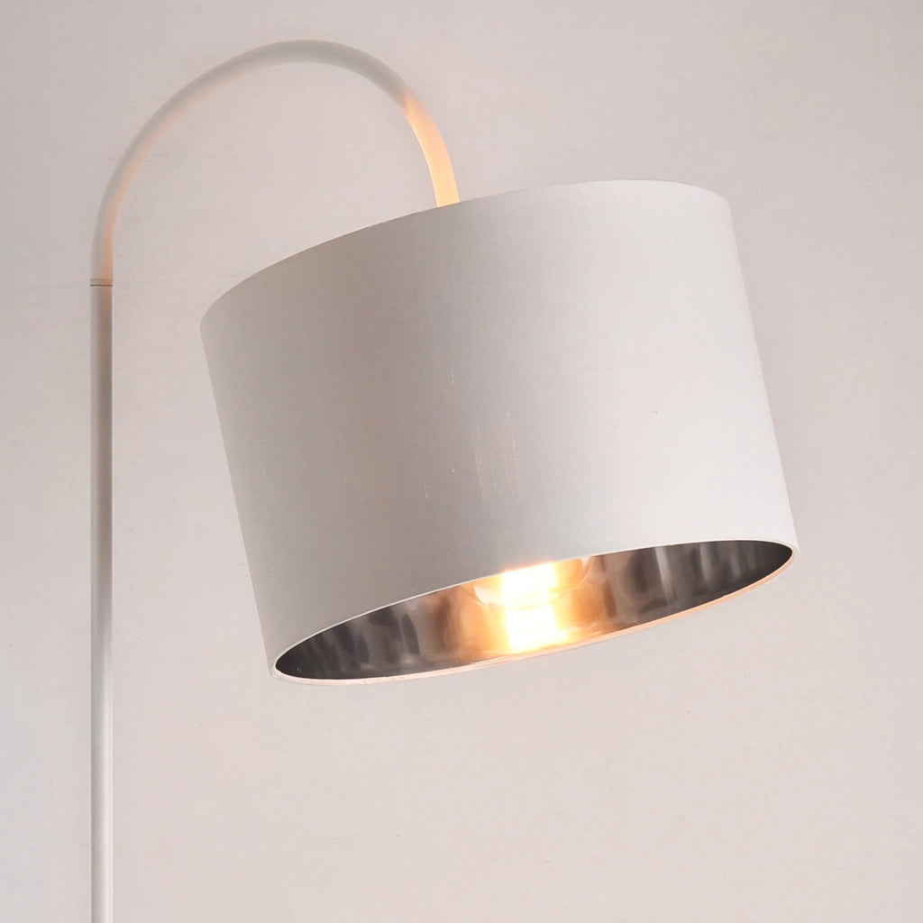 Lampada da terra moderna design in metallo e tessuto 173 cm bianco 03_0005251