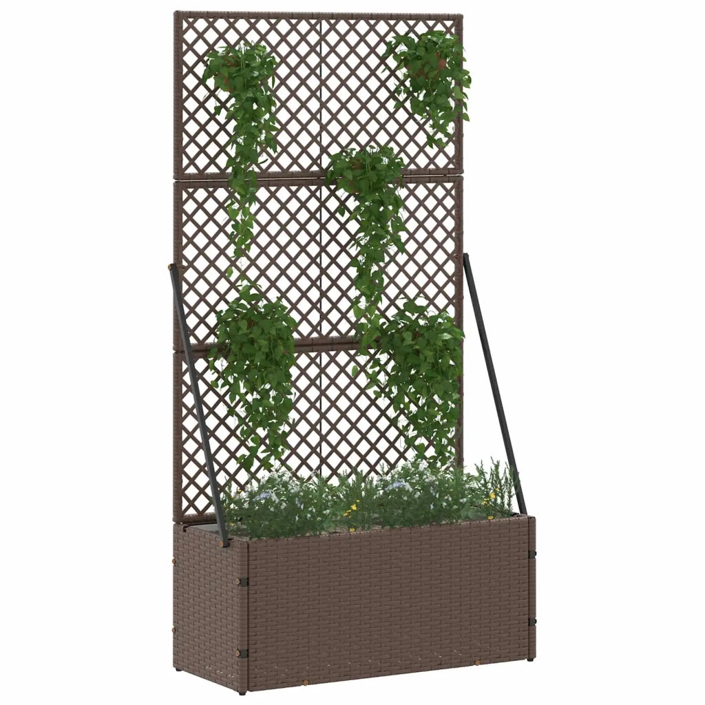Vaso da giardino-Fioriera Esterno-Contenitore per Piante Marrone 70 x 30 x 135 cm Metallo