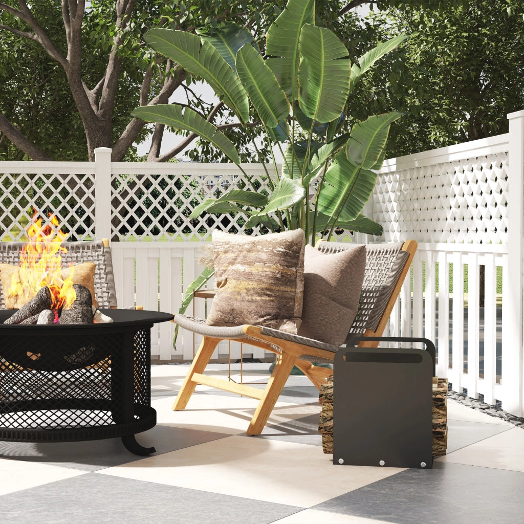 Supporto per legna da ardere con maniglie ¨C zephmum ¨C nero 36x30x36cm