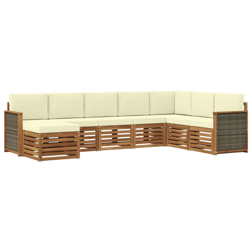 Set di divani da esterno con cuscino 6 pcs Naturale e Crema 3384706