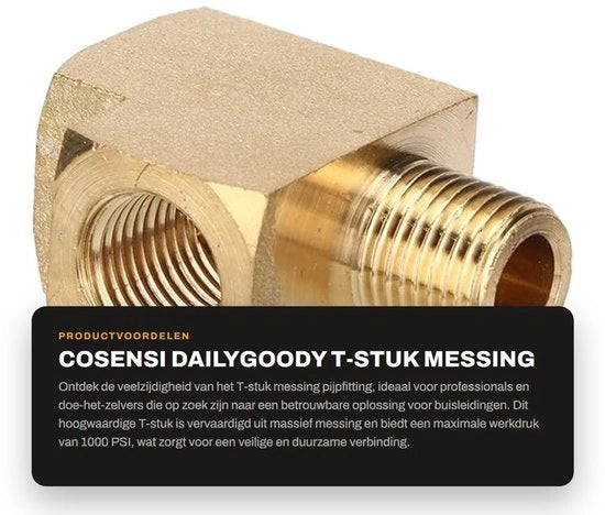 Tubo a T in rame - 1000 PSI - 1/8 pollici NPT - Tubo a tre vie - Flessibile - Temperatura di utilizzo -20°C a 121°C - Confezione di connettori