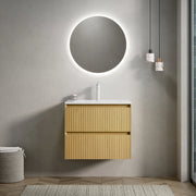 MOBILE BAGNO SOSPESO 61 cm con lavabo in ceramica Bianco e Rovere Dorato