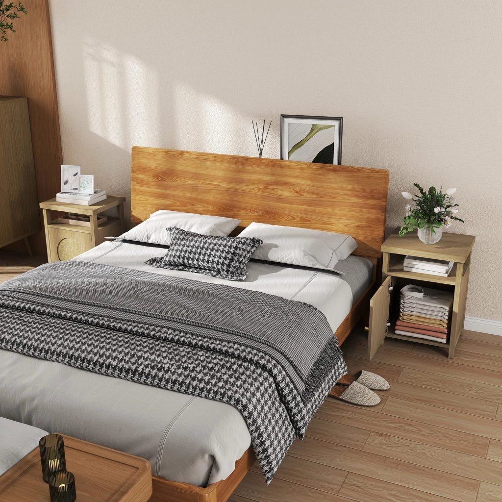 Set 2 Comodini Stretti ¨C Xylo ¨C Rattan Naturale con Cassetto 40x35x55cm