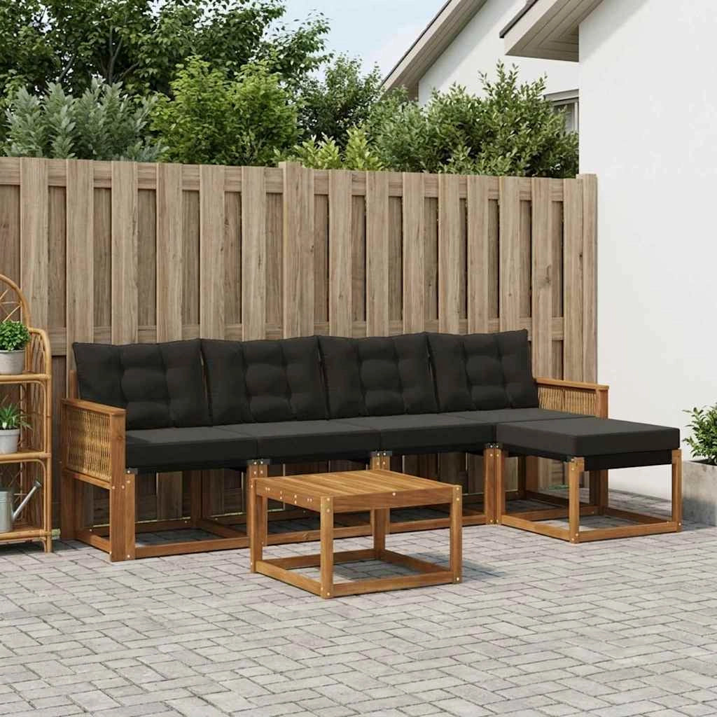 Set di divani da esterno 6 pz Naturale e Nero 3381908