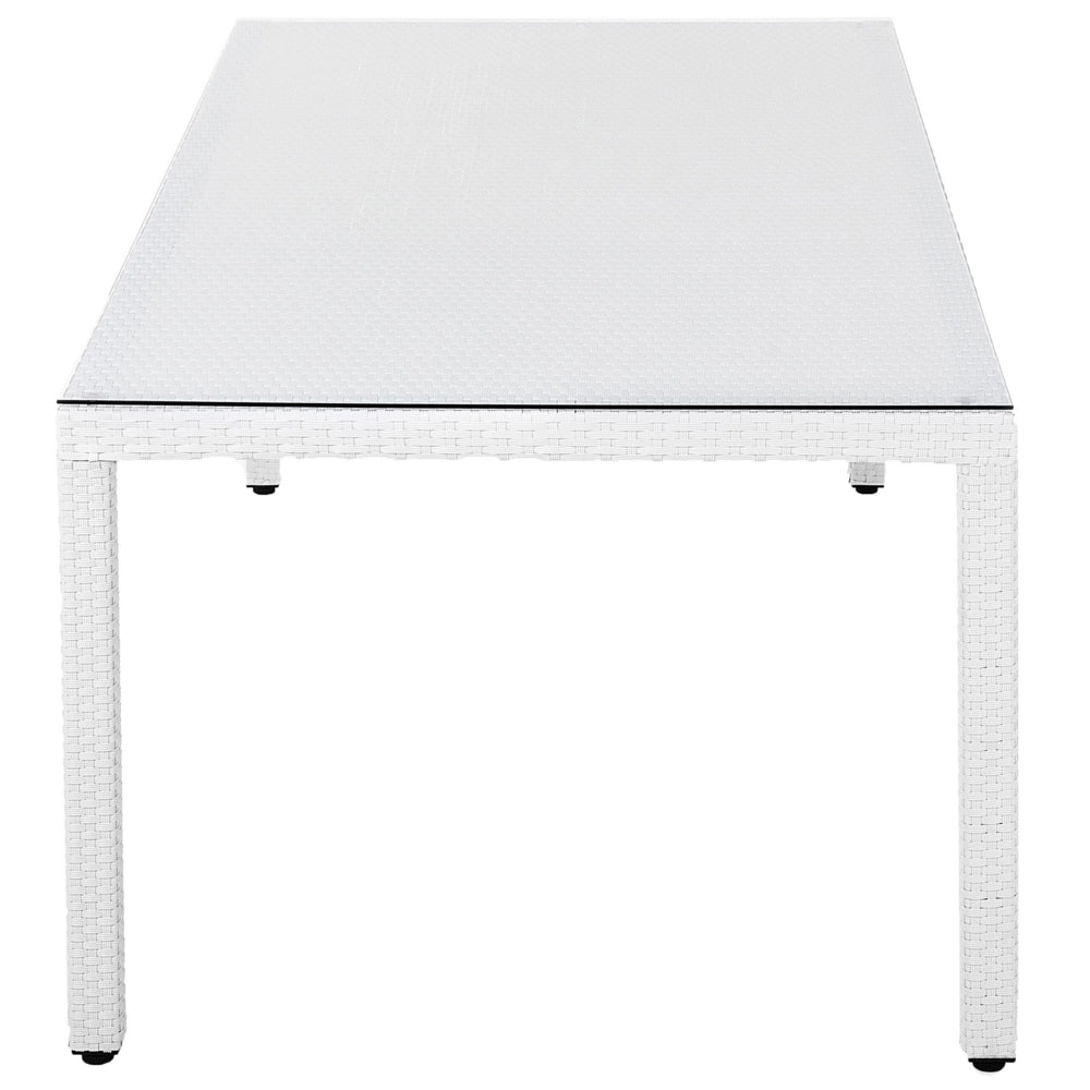 Set da Pranzo da Giardino con Tavolo e 8 Sedie con Cuscini in Simil Rattan Bianco