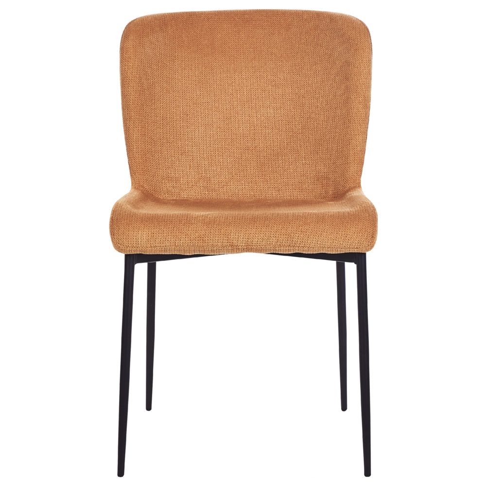 Set di 2 sedie da pranzo in tessuto poliestere con texture a maglia arancione soggiorno e camera da letto