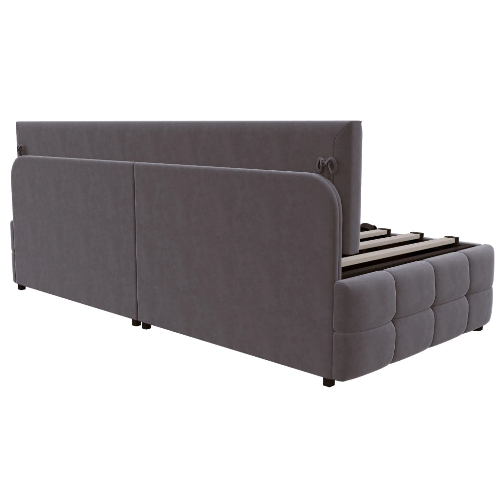 Letto singolo imbottito 90x200 cm con contenitore idraulico e schienale