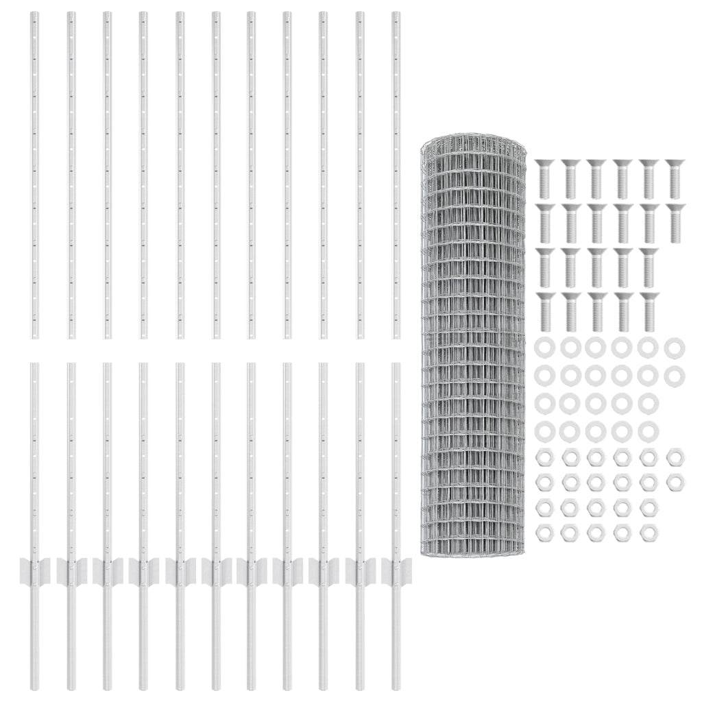 Recinto Euro con 22 Posti U Argento 1,2x25 m Acciaio