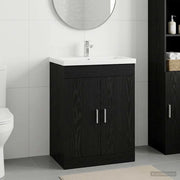 Mobiletto da Bagno Sotto Lavabo Rovere Nero 56 x 37,5 x 81 cm 890681