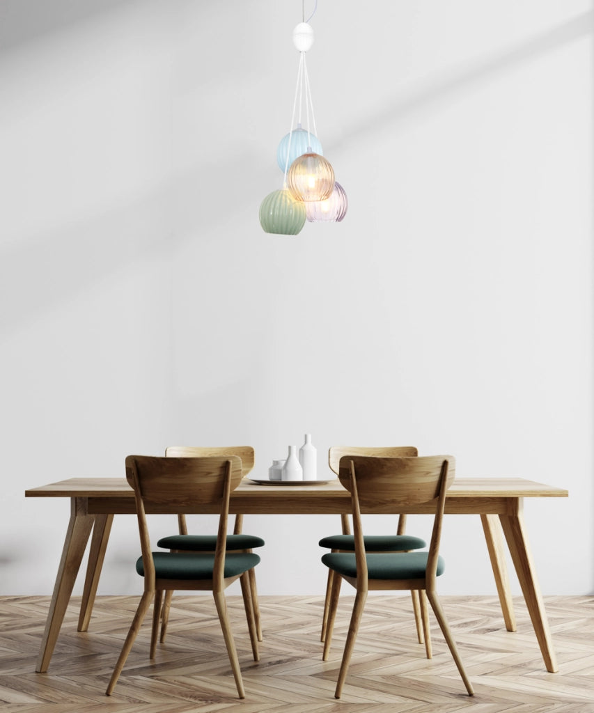 Lampada a sospensione Art Déco bianca vetro 4xE14 Italux