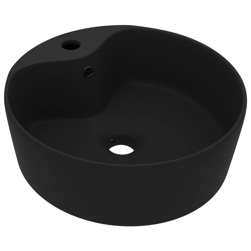 Lavandino-Lavello con Troppopieno Nero Opaco 36x13 cm in Ceramica
