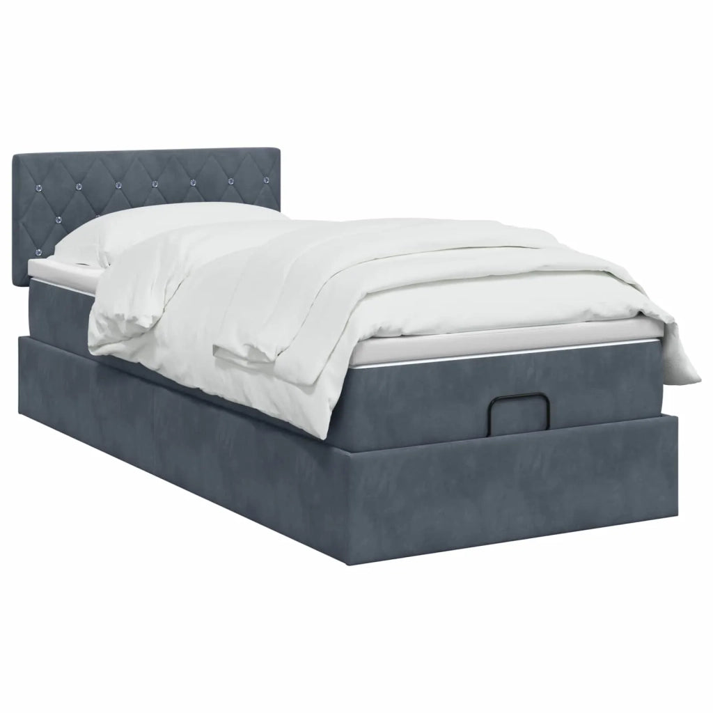 Letto ottomano con materasso Grigio Scuro 80 x 200 cm Velluto 3456448