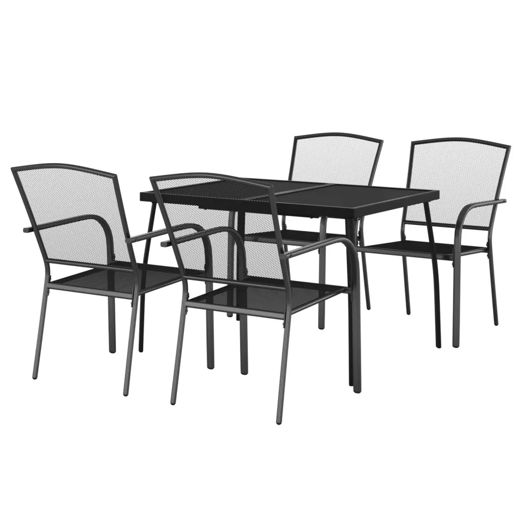 Set da Pranzo da Giardino 5 pz | Set Salotto da Giardino in Acciaio Antracite