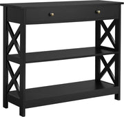 Console per tavolo con prese e cassetti di stoccaggio - consolle per ingresso e soggiorno - 100 x 30 x 80 cm - nero - legno
