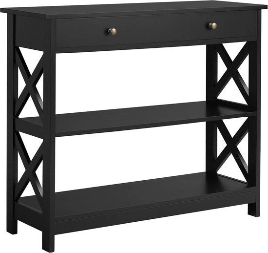 Console per tavolo con prese e cassetti di stoccaggio - consolle per ingresso e soggiorno - 100 x 30 x 80 cm - nero - legno