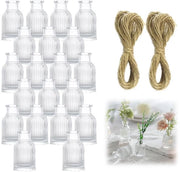 20 pezzi di vasi in vetro piccoli, set di vasi mini per decorazione di tavola, vasi decorativi con 20m di corda di juta, set di vasi decorativi per casa, matrimoni, compleanni, decorazione di tavola per matrimonio