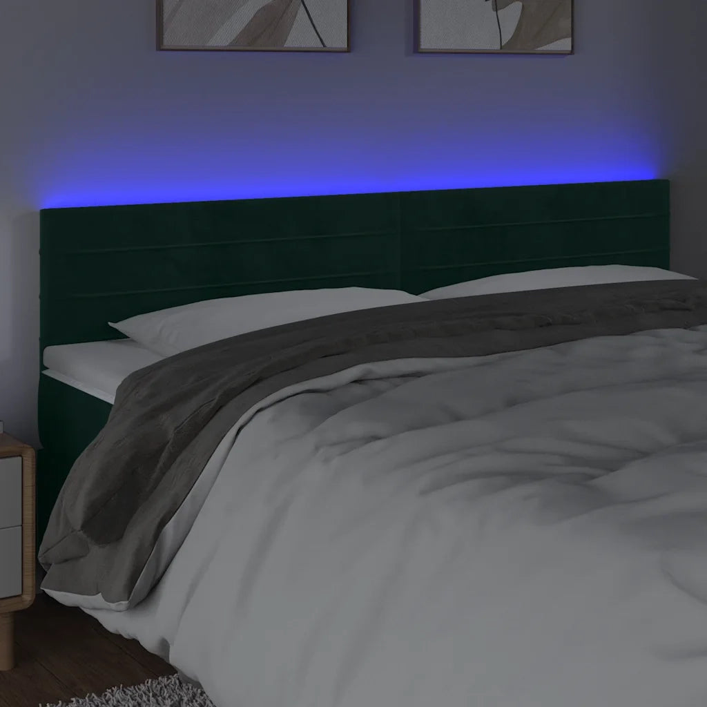 Testiera | Testata a LED Verde Scuro 160x5x78/88 cm in Velluto