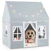 Tenda da gioco per bambini con luci a stella tappetino in velluto lavabile, Casetta per interni ed esterni Grigio