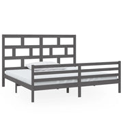 Letto matrimoniale | Letto per adulti | Giroletto Grigio in Legno Massello di Pino 200x200 cm