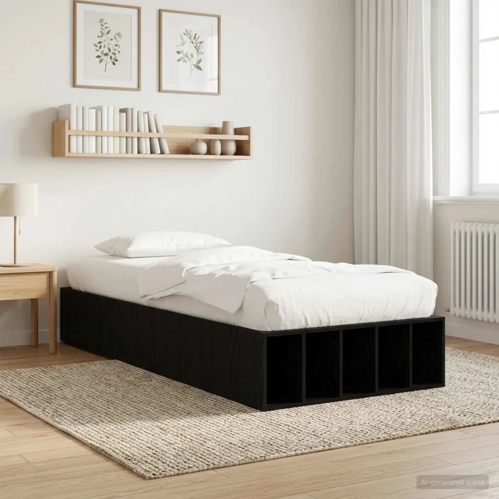 Telaio del letto con storage Rovere Nero 80 x 200 cm 3429563