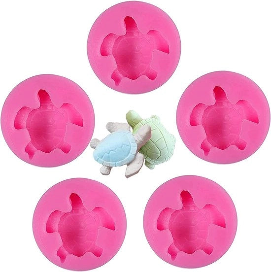 Scheda per torta a forma di tartaruga in silicone - 5 pezzi - Modulo di lievitazione in silicone per animali - Muffa per decorare cioccolato a forma di tartaruga