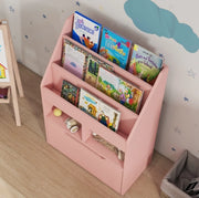 Libreria per bambini rosa con cassetto e ripiani 60 x 29,9 x 90 cm