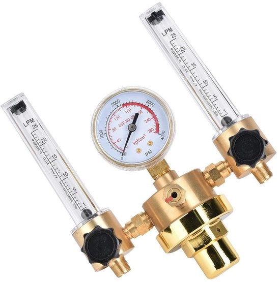 Debitometro 30 mbar - Regolatore di Pressione - Regolatore di Flusso - Connettori G5/8 - Doppio Tubo - Alta Qualità
