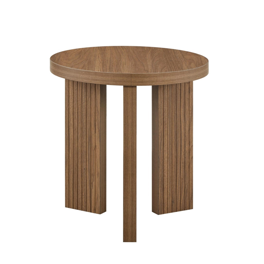 Tavolino fisso rotondo con base a tre gambe - in MDF - 53 x 53 x 11.2 cm - noce