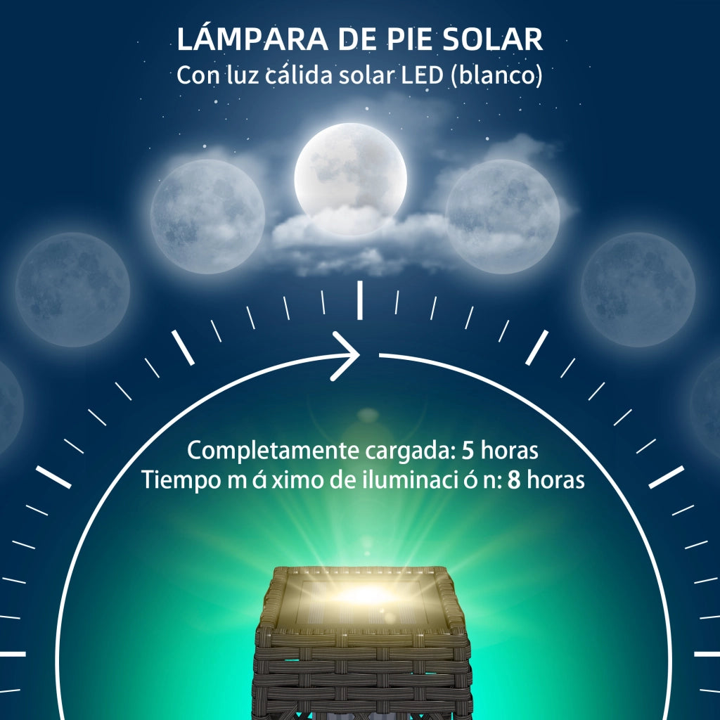 Lampada da Esterno in Rattan Sintetico con Luci LED ¨C zephmum ¨C Grigio 20x20x68 cm